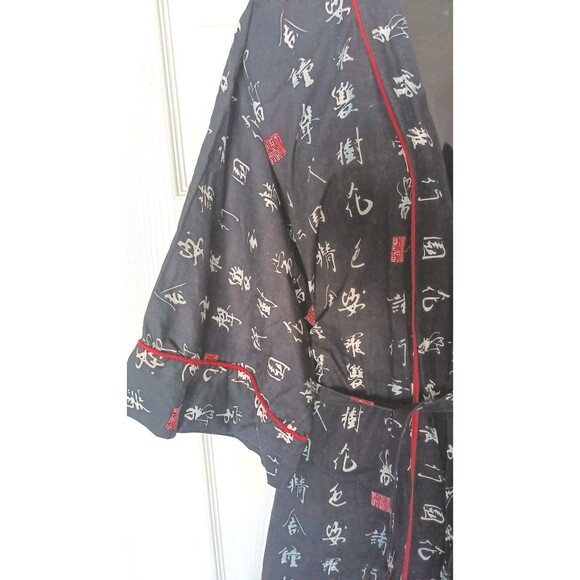 Unisex Japanese Yukata Kimono Robe Wrap Jacket Black Red One Size Vintage 1987 - Picture 6 of 8